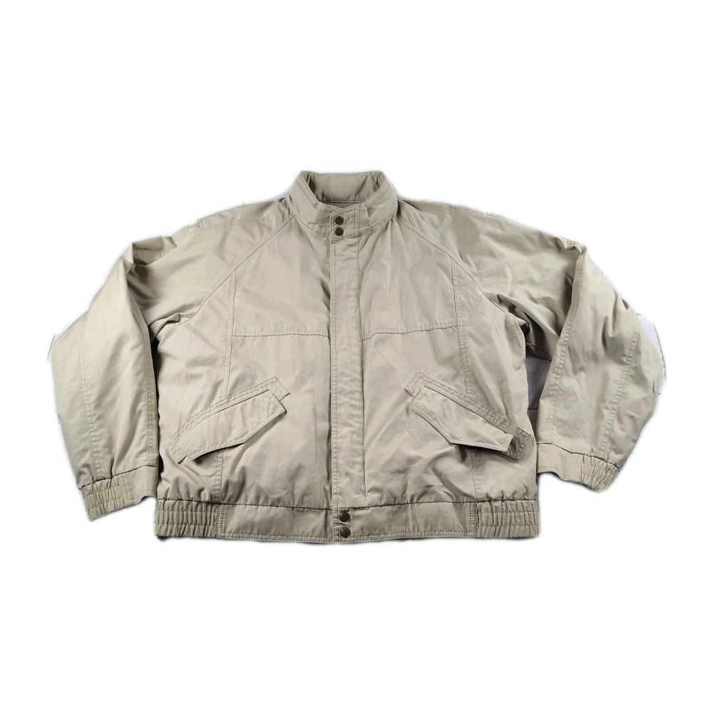 LONDON FOG JACKET MENS (42R) LARGE TAN HOODED‎ WINDBREAKER RAIN COAT VINTAGE - Picture 2 of 8
